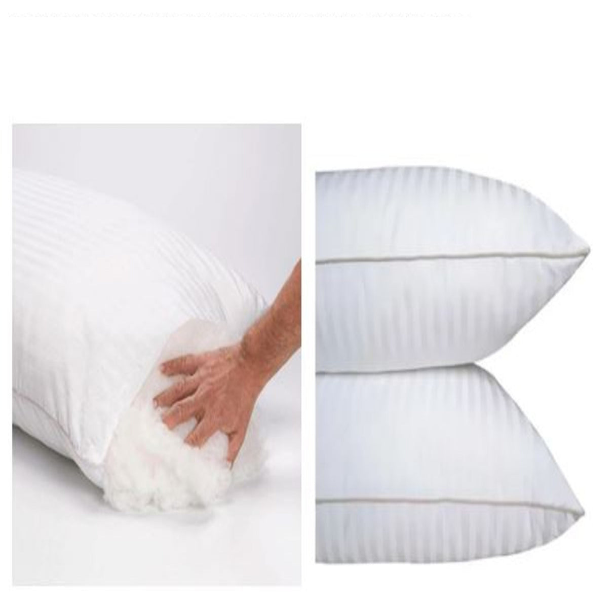 Almohada Raya Satin Blanco 50x90cm de Relleno de Plumas Suave Multi Postura