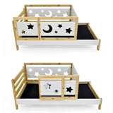 Cama Cuna Nara Matiz Natural y Blanco 106x87cm Para Colchón Sencillo 100x190 cm con Cabecero y sin Colchón