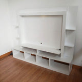 Centro de Entretenimiento Blanco 213x171cm para TV Hasta 65" Pulgadas con Trece Compartimientos con Ranura para Cables
