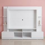 Centro de Entretenimiento Blanco 213x171cm para TV Hasta 65" Pulgadas con Trece Compartimientos con Ranura para Cables