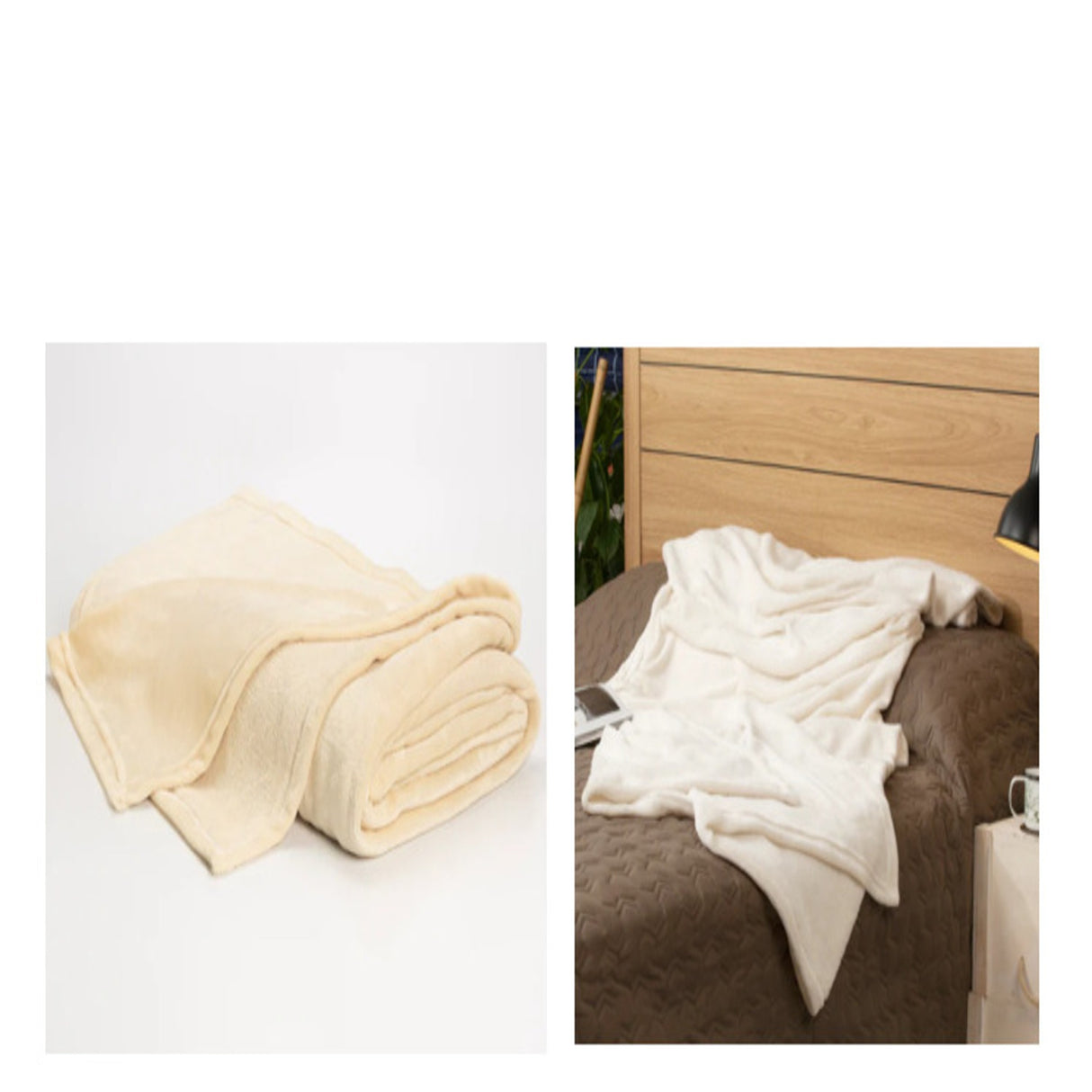 Cobija Flannel Fleece Beige 115x160cm Fondo Entero Suave