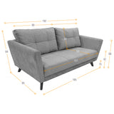 Sofá Grecia Plomo y Matiz Natural 192x84cm de Tres Puestos y con Apoya Brazos