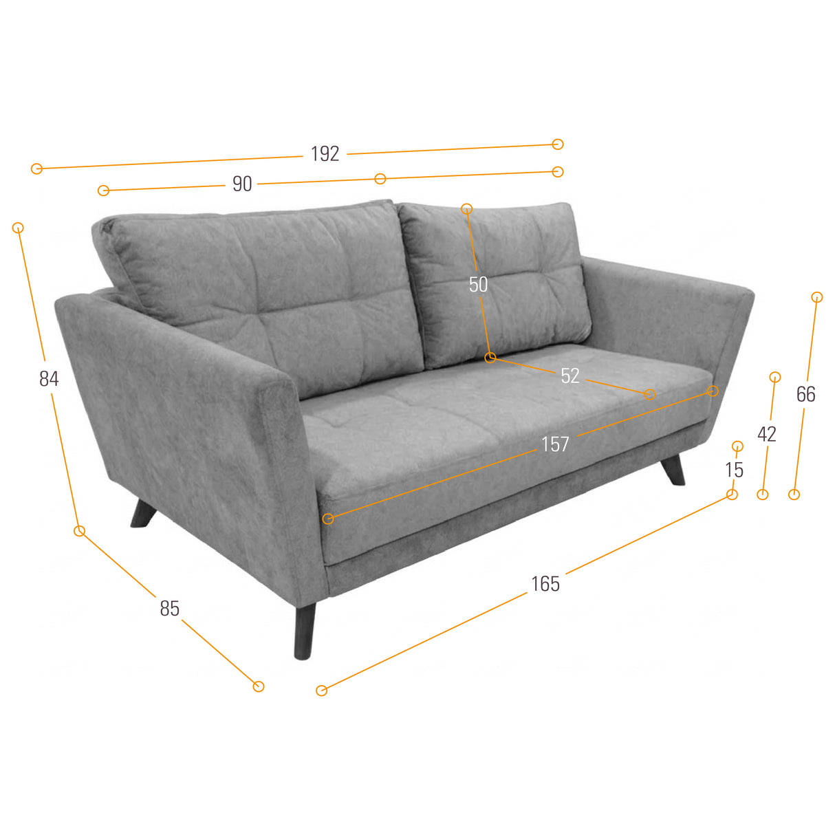 Sofá Grecia Gris y Matiz Natural 192x84cm de Tres Puestos y con Apoya Brazos