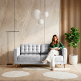 Sofá Donatello Plata y Matiz Caoba 183x81cm de Tres Puestos y con Apoya Brazos