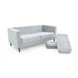 Sofá Donatello Plata y Matiz Caoba 183x81cm de Tres Puestos y con Apoya Brazos