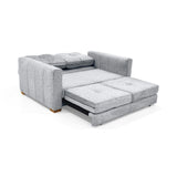 Sofacama Doha Plata y Matiz Caoba 150x87cm de Dos Puestos Reclinable y con Apoya Brazos