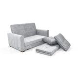 Sofacama Doha Plata y Matiz Caoba 150x87cm de Dos Puestos Reclinable y con Apoya Brazos