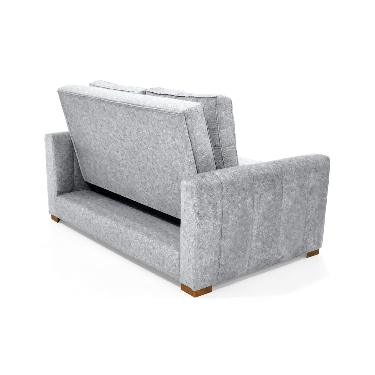 Sofacama Doha Plata y Matiz Caoba 150x87cm de Dos Puestos Reclinable y con Apoya Brazos