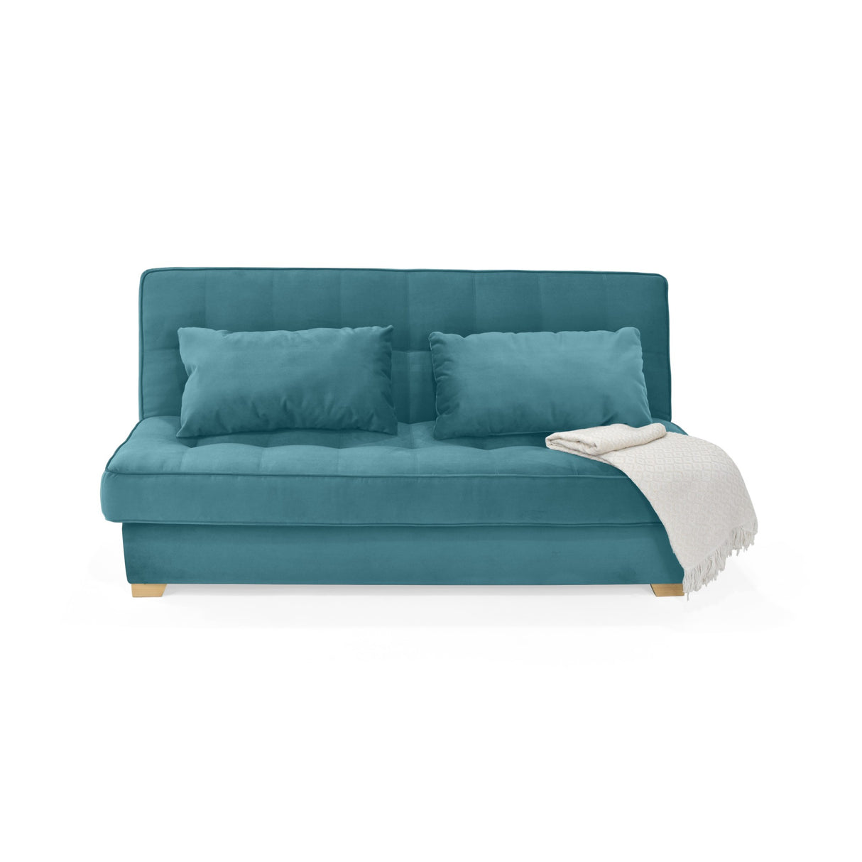 Sofacama Cambridge Petróleo y Matiz Natural 185x90cm de Tres Puestos Reclinable con Almacenamiento y sin Apoya Brazos
