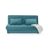 Sofacama Cambridge Petróleo y Matiz Natural 185x90cm de Tres Puestos Reclinable con Almacenamiento y sin Apoya Brazos
