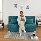 Sofacama Cambridge Petróleo y Matiz Natural 185x90cm de Tres Puestos Reclinable con Almacenamiento y sin Apoya Brazos