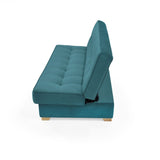 Sofacama Cambridge Petróleo y Matiz Natural 185x90cm de Tres Puestos Reclinable con Almacenamiento y sin Apoya Brazos