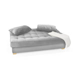 Sofacama Cambridge Plata y Matiz Natural 185x90cm de Tres Puestos Reclinable con Almacenamiento y sin Apoya Brazos