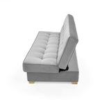 Sofacama Cambridge Plata y Matiz Natural 185x90cm de Tres Puestos Reclinable con Almacenamiento y sin Apoya Brazos