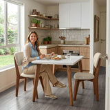 Silla de Comedor Adela Trigo y Matiz Caoba 50x93cm de Asiento Ovalador con Espaldar y sin Apoya Brazos