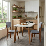 Silla de Comedor Adela Gris y Matiz Caoba 50x93cm de Asiento Ovalador con Espaldar y sin Apoya Brazos