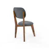 Silla de Comedor Adela Gris y Matiz Caoba 50x93cm de Asiento Ovalador con Espaldar y sin Apoya Brazos