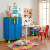 Combo Estudio Infantil Blanco y Rojo 88x50cm con Un Escritorio Una Silla y Un Armario