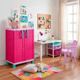 Combo Estudio Infantil Blanco y Lavanda 88x50cm con Un Escritorio Una Silla y Un Armario