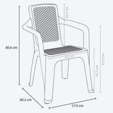 Set x 6 Sillas Eterna Blanco Arena 57x80.6cm de Asiento Rectangular con Espaldar y con Apoya Brazos