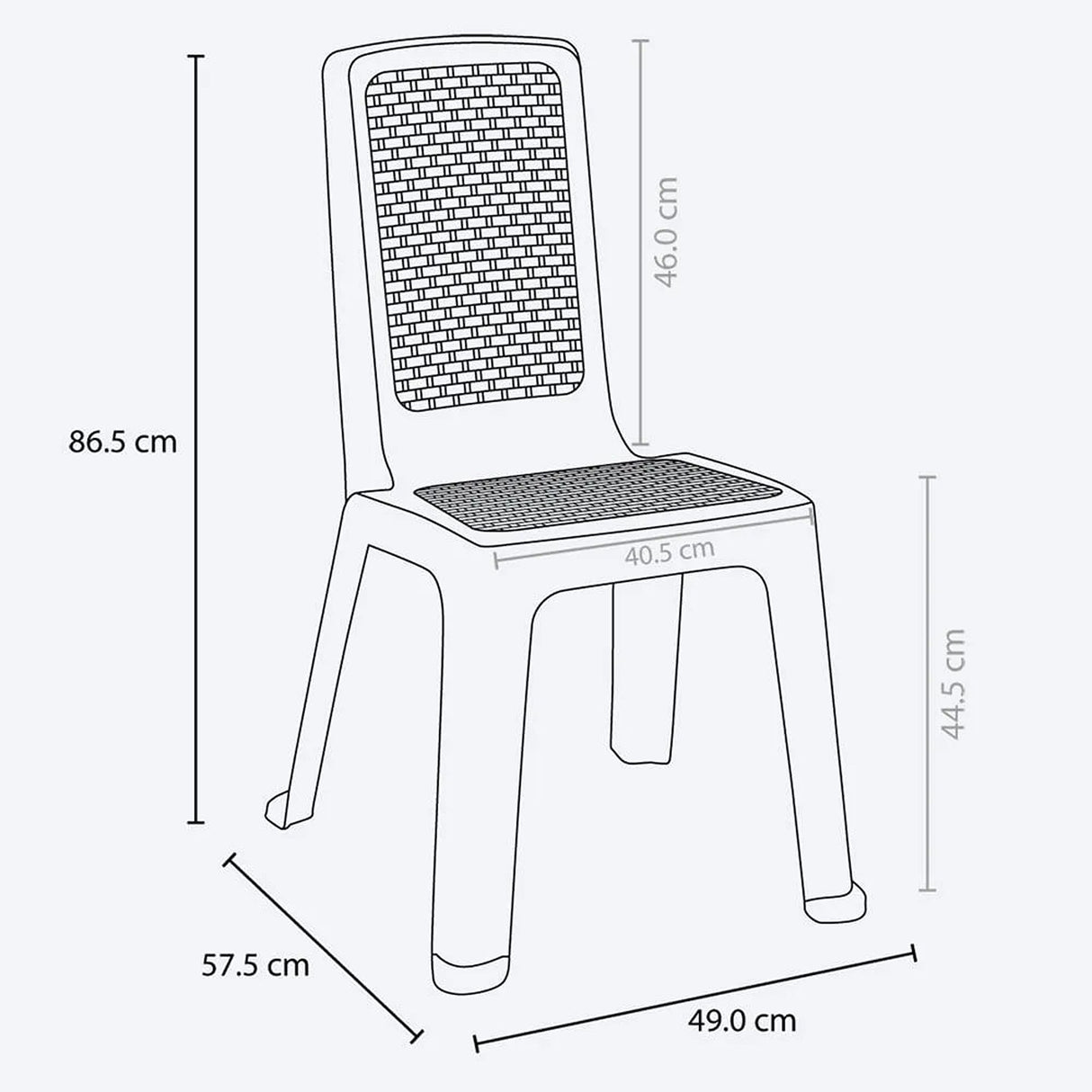 Set x 6 Sillas Eterna Negro 49x86.5cm de Asiento Rectangular con Espaldar y sin Apoya Brazos