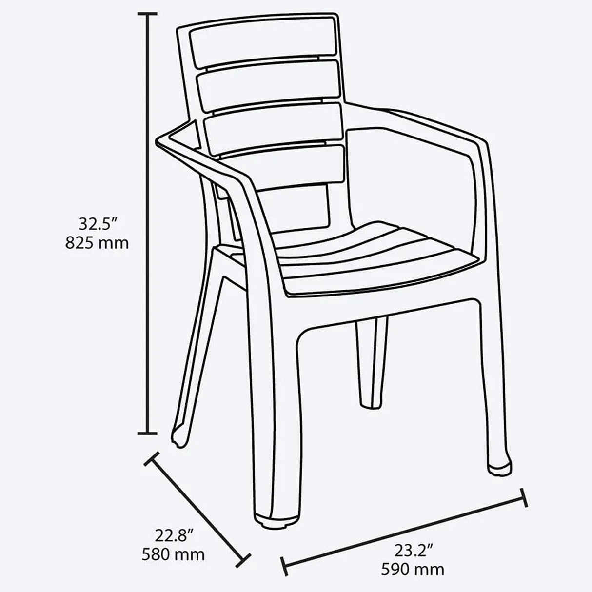 Set x 13 Sillas Barú Gris Hielo 59x82.5cm de Asiento Rectangular con Espaldar y con Apoya Brazos