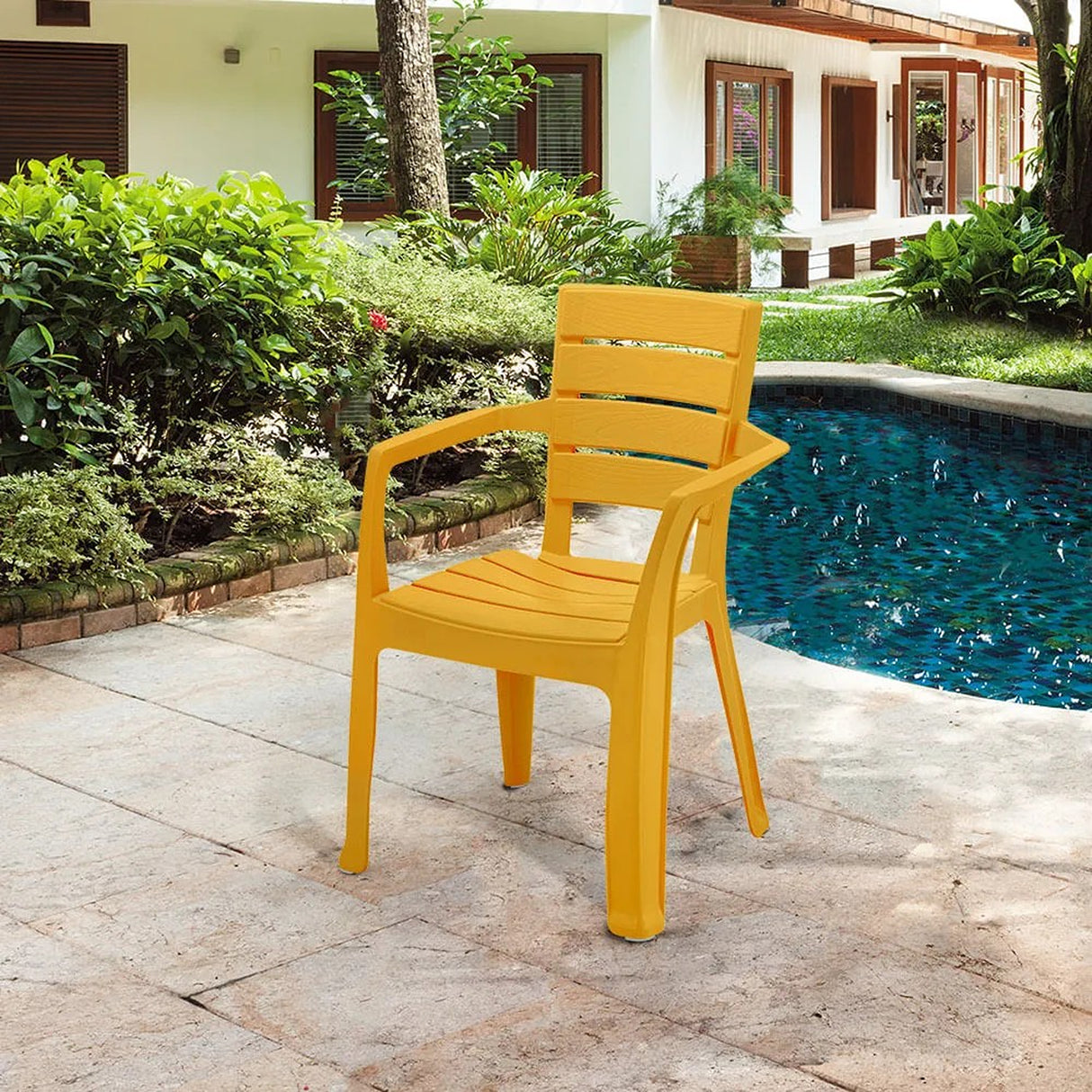 Set x 13 Sillas Barú Trendy Amarillo Mostaza 59x82.5cm de Asiento Rectangular con Espaldar y con Apoya Brazos