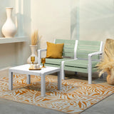 Combo Sofá Barú Verde y Blanco 131x74.5cm de Dos Puestos con Una Mesa de Centro