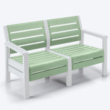 Combo Sofá Barú Verde y Blanco 131x74.5cm de Dos Puestos con Una Mesa de Centro