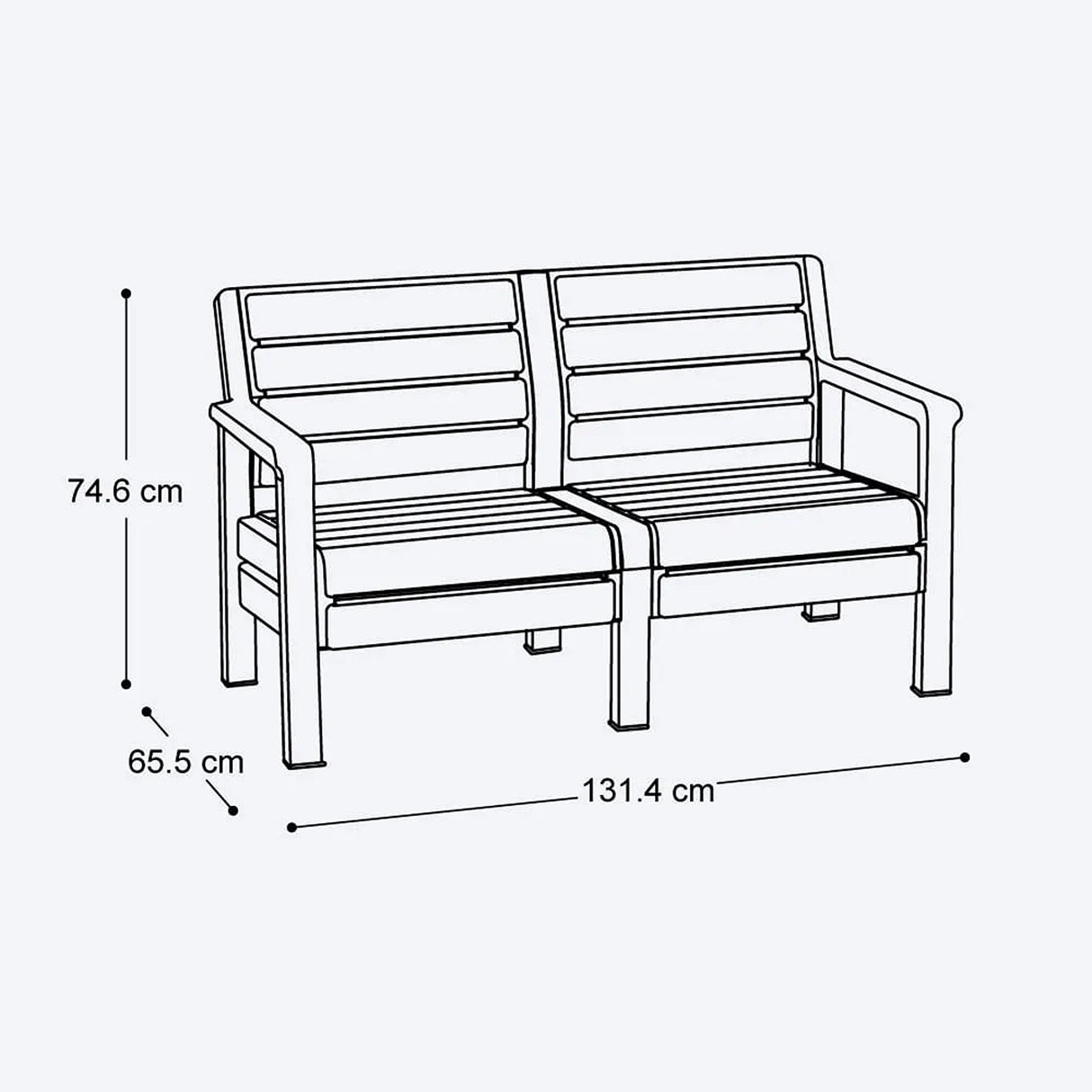 Combo Sofá Barú Verde y Blanco 131x74.5cm de Dos Puestos con Una Mesa de Centro