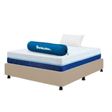 Combo Base Cama y Colchón Enrollado Multisleep Blanco y Arena Sencillo 100 X 190 Cm Firmeza Medio Doble Faz