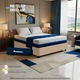 Combo Base Cama y Colchón Enrollado Multisleep Blanco y Arena Doble 140 X 190 Cm Firmeza Medio Doble Faz