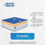 Combo Base Cama y Colchón Enrollado Multisleep Blanco y Arena Doble 140 X 190 Cm Firmeza Medio Doble Faz