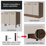 Cocina Integral Agata Marrón y Crema 479x225cm sin Mesón para Pozuelo Izquierda y sin Estufa