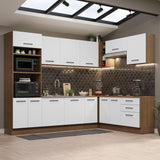 Cocina Integral Agata Marrón y Crema 479x225cm sin Mesón para Pozuelo Izquierda y sin Estufa