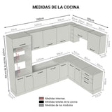Cocina Integral Agata Marrón y Crema 479x225cm sin Mesón para Pozuelo Izquierda y sin Estufa