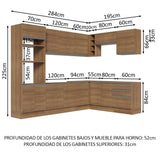 Cocina Integral Glamy Marrón 479x225cm sin Mesón para Pozuelo Izquierda y sin Estufa