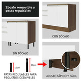 Cocina Integral Glamy Marrón y Blanco 479x225cm sin Mesón para Pozuelo Izquierda y sin Estufa