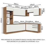 Cocina Integral Glamy Marrón y Blanco 479x225cm sin Mesón para Pozuelo Izquierda y sin Estufa