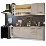 Cocina Integral Agata Blanco y Crema 220x225cm sin Mesón para Pozuelo Izquierda y sin Estufa
