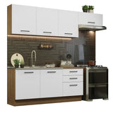 Cocina Integral Agata Marrón y Blanco 260x225cm sin Mesón para Pozuelo Izquierda y sin Estufa