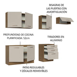 Cocina Integral Agata Marrón y Crema 260x225cm sin Mesón para Pozuelo Izquierda y sin Estufa