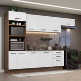 Cocina Integral Agata Marrón y Blanco 330x225cm sin Mesón para Pozuelo Izquierda y sin Estufa
