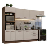 Cocina Integral Agata Marrón y Crema 330x225cm sin Mesón para Pozuelo Izquierda y sin Estufa
