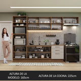 Cocina Integral Agata Marrón y Crema 330x225cm sin Mesón para Pozuelo Izquierda y sin Estufa