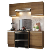 Cocina Integral Glamy Marrón 180x225cm con Mesón de Madera Aglomerada Mdp y sin Estufa