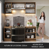 Cocina Integral Glamy Marrón 180x225cm con Mesón de Madera Aglomerada Mdp y sin Estufa