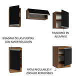 Cocina Integral Glamy Marrón y Negro 180x225cm con Mesón de Madera Aglomerada Mdp y sin Estufa