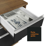Cocina Integral Glamy Marrón y Negro 180x225cm con Mesón de Madera Aglomerada Mdp y sin Estufa