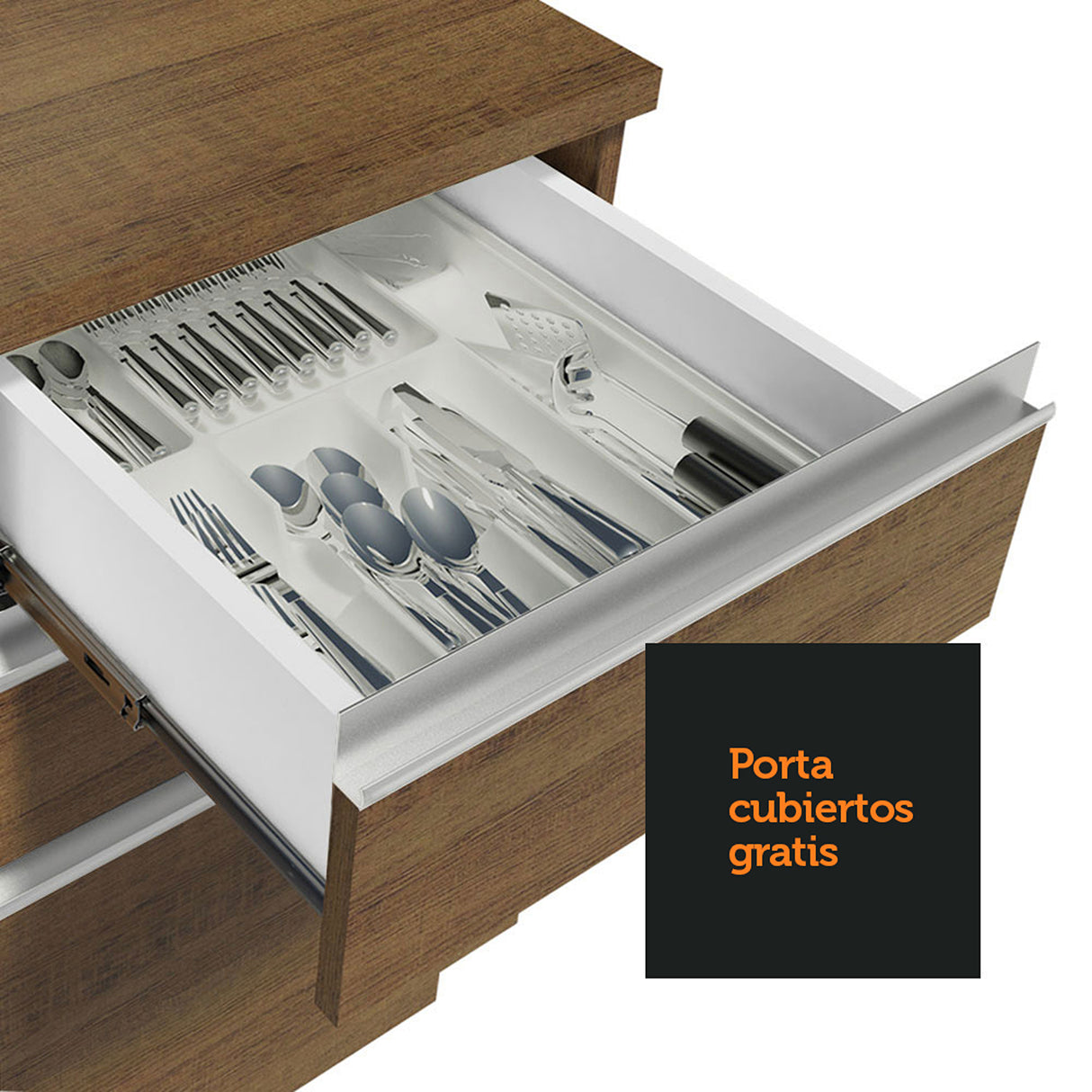 Cocina Integral Glamy Marrón 240x225cm con Mesón de Madera Aglomerada Mdp y sin Estufa